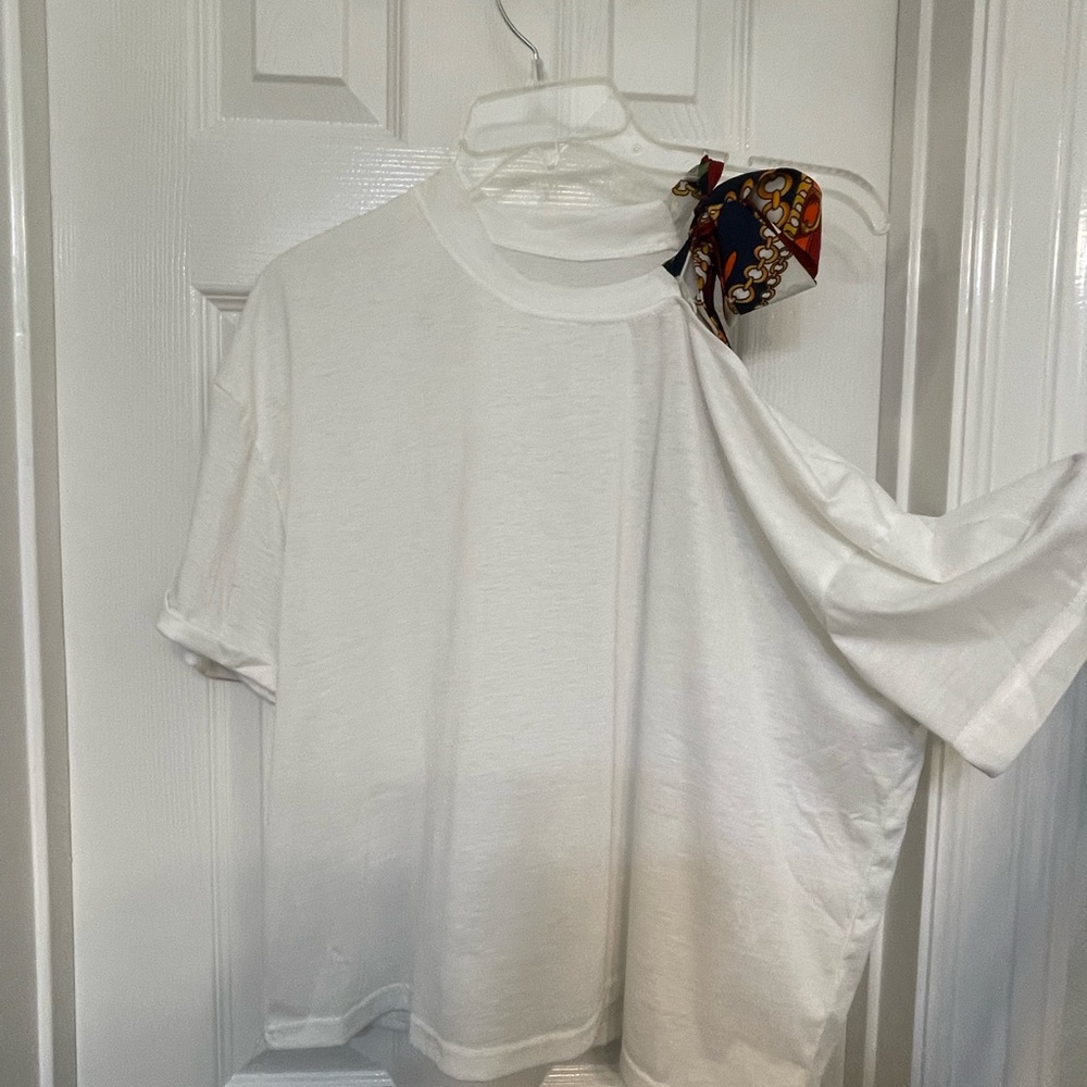 White blouse with open shoulder